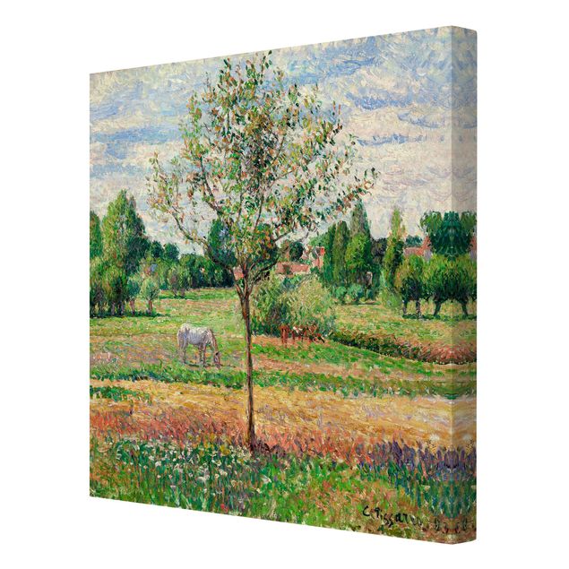 Leinwandbild - Camille Pissarro - Wiese mit Schimmel, Eragny - Quadrat 1:1