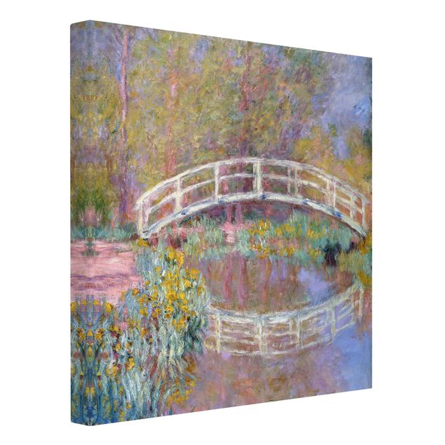 Leinwanddruck Claude Monet - Gemälde Brücke in Monets Garten - Kunstdruck Quadrat 1:1 - Impressionismus