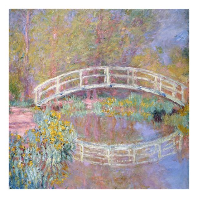Leinwanddruck Claude Monet - Gemälde Brücke in Monets Garten - Kunstdruck Quadrat 1:1 - Impressionismus
