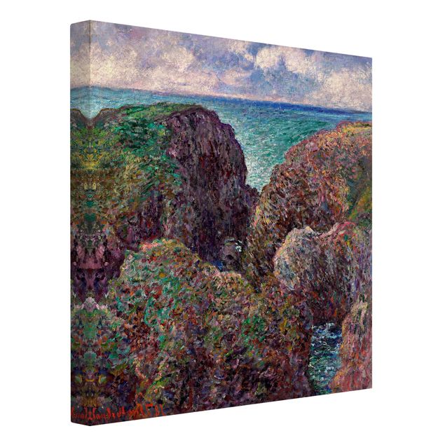 Leinwanddruck Claude Monet - Gemälde Felsengruppe bei Port-Goulphar - Kunstdruck Quadrat 1:1 - Impressionismus