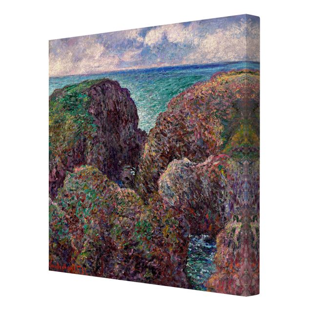 Leinwanddruck Claude Monet - Gemälde Felsengruppe bei Port-Goulphar - Kunstdruck Quadrat 1:1 - Impressionismus