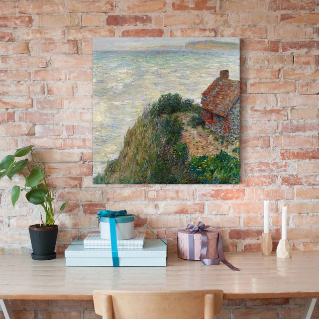 Leinwanddruck Claude Monet - Gemälde Fischerhaus in Petit Ailly - Kunstdruck Quadrat 1:1 - Impressionismus