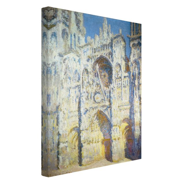 Leinwanddruck Claude Monet - Gemälde Portal der Kathedrale von Rouen mit Turm Saint-Romain in voller Sonne - Kunstdruck Hoch 2:3