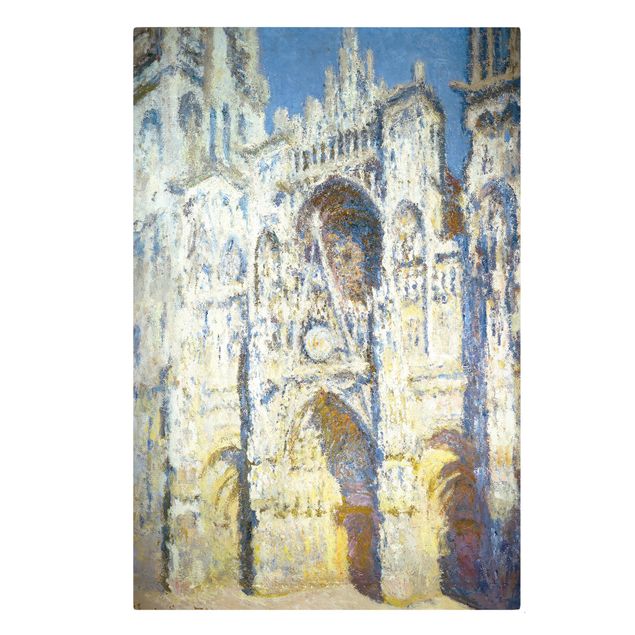 Leinwanddruck Claude Monet - Gemälde Portal der Kathedrale von Rouen mit Turm Saint-Romain in voller Sonne - Kunstdruck Hoch 2:3