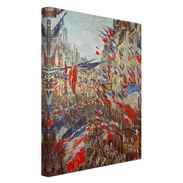 Leinwanddruck Claude Monet - Gemälde Straße im Flaggenschmuck - Kunstdruck Hoch 2:3 - Impressionismus