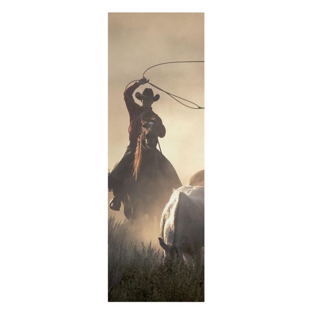 Leinwandbild - Cowboys - Panorama Hoch