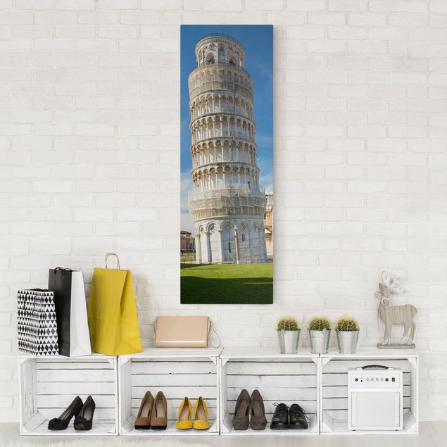 Leinwandbild - Der schiefe Turm von Pisa - Panorama Hoch