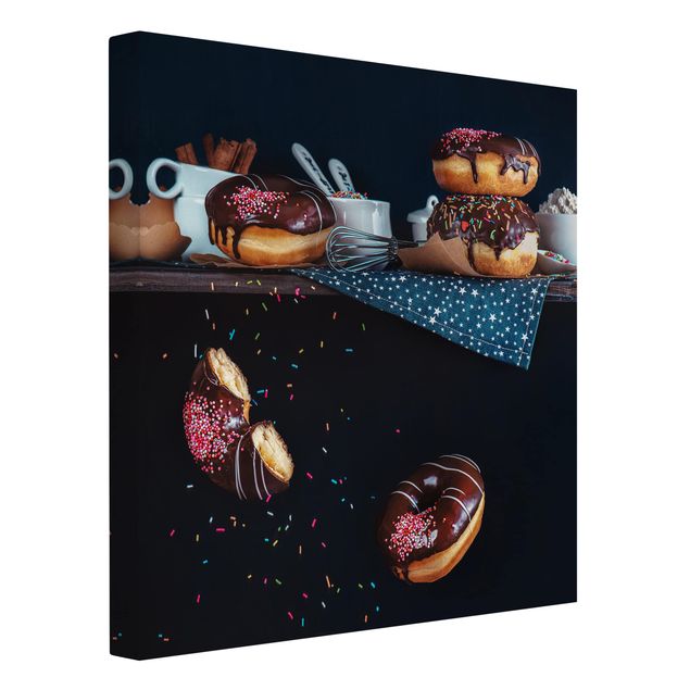 Leinwandbild - Donuts vom Küchenregal - Quadrat 1:1
