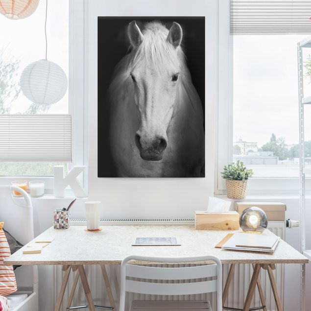Leinwandbild Schwarz-Weiß - Dream of a Horse - Hoch 2:3