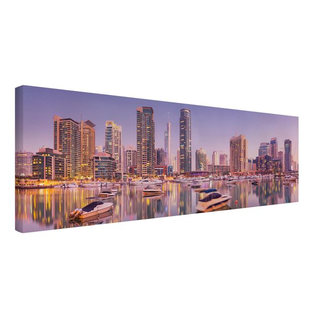 Leinwandbild - Dubai Skyline und Marina - Panorama Quer