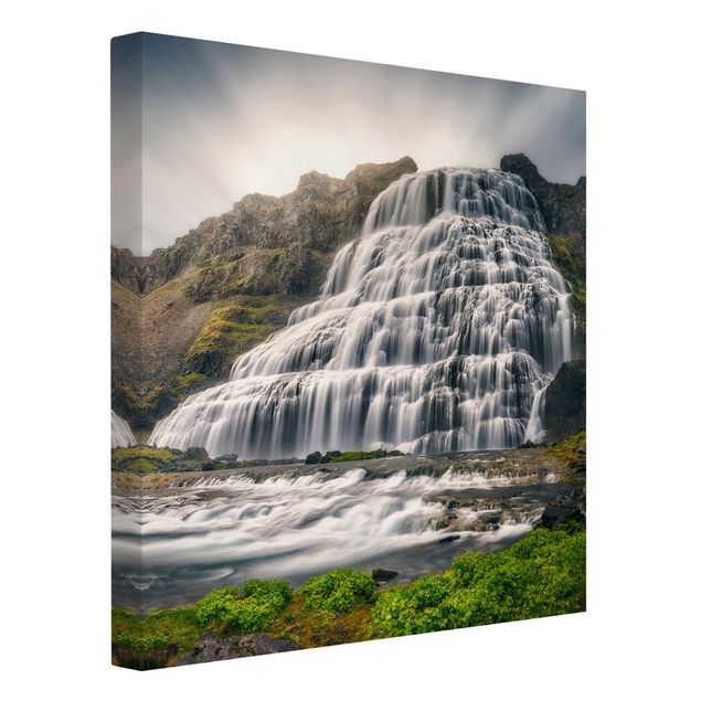 Leinwandbild - Dynjandi Wasserfall - Quadrat 1:1