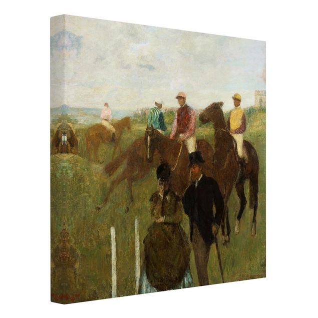 Leinwandbild - Edgar Degas - Jockeys auf der Rennbahn - Quadrat 1:1