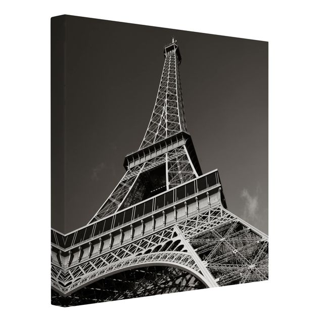 Leinwandbild Schwarz-Weiß - Eiffelturm - Quadrat 1:1