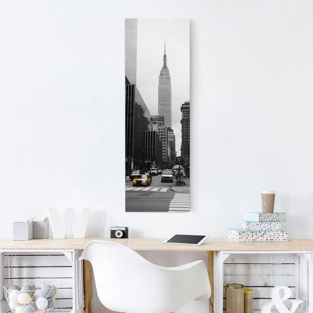 Leinwandbild Schwarz-Weiß - Empire State Building - Panoramabild Hoch
