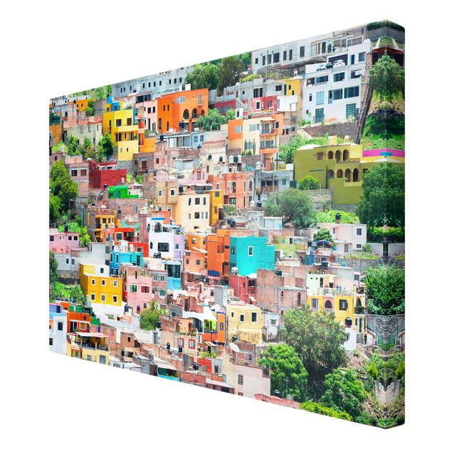 Leinwandbild - Farbige Häuserfront Guanajuato - Quer 3:2