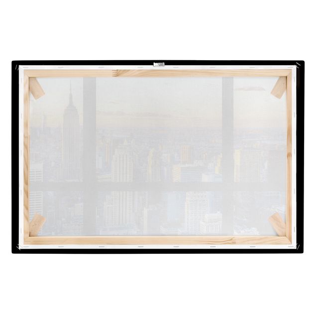 Leinwandbild - Fensterausblick - Sonnenaufgang New York - Quer 3:2