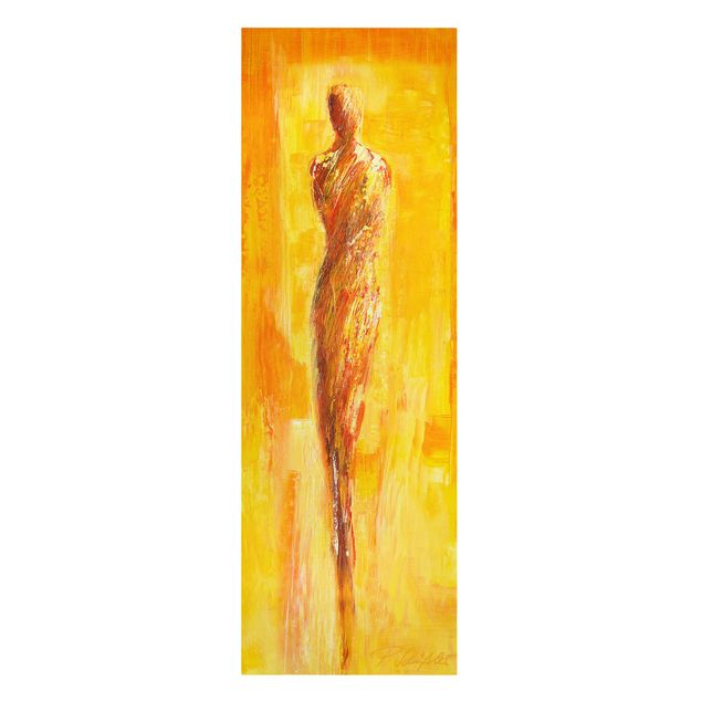 Leinwandbild - Figur in Gelb - Panorama Hochformat 1:3