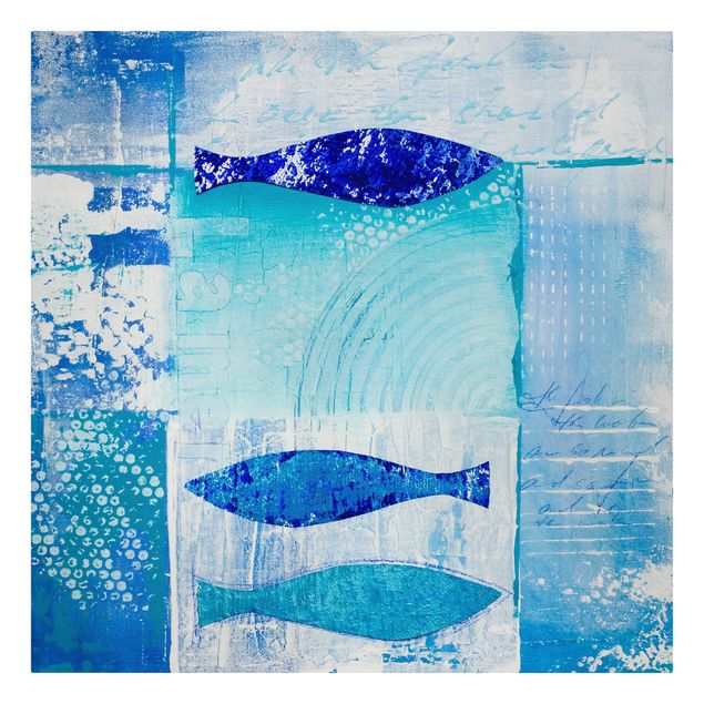 Leinwandbild - Fish in the Blue - Quadrat 1:1