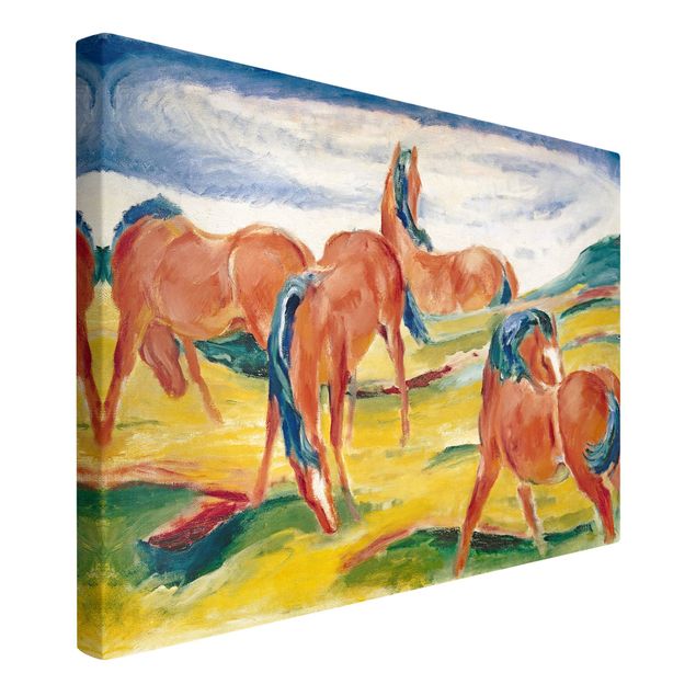 Leinwandbild - Franz Marc - Weidende Pferde III - Quer 3:2