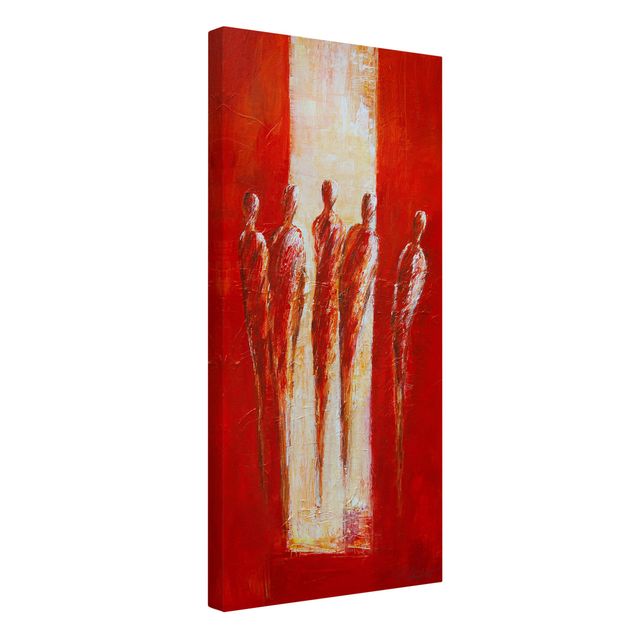 Leinwandbild - Fünf Figuren in Rot 02 - Hochformat 1:2