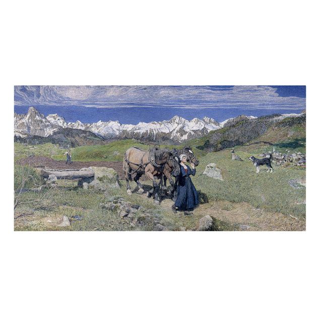 Leinwandbild - Giovanni Segantini - Frühling in den Alpen - Quer 2:1