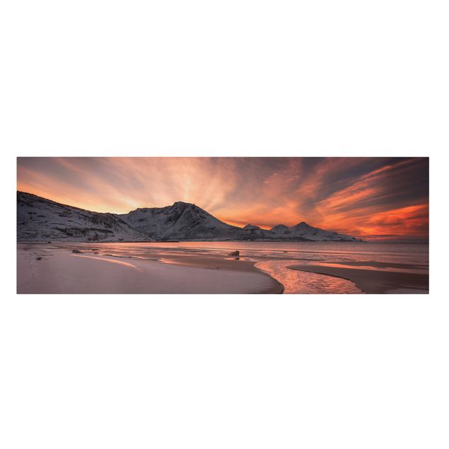 Leinwandbild - Goldener Sonnenuntergang - Panorama Quer