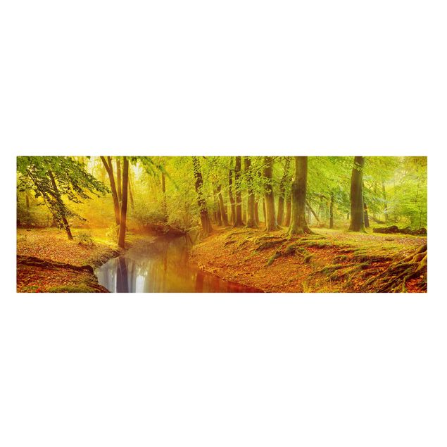Leinwandbild - Herbstwald - Panorama Quer