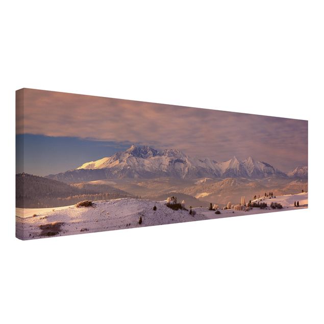 Leinwandbild - Hohe Tatra am Morgen - Panorama Quer