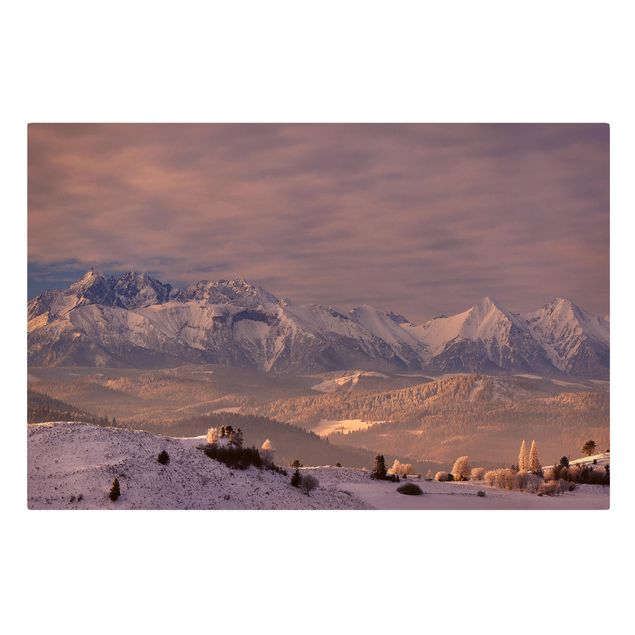 Leinwandbild - Hohe Tatra am Morgen - Quer 3:2