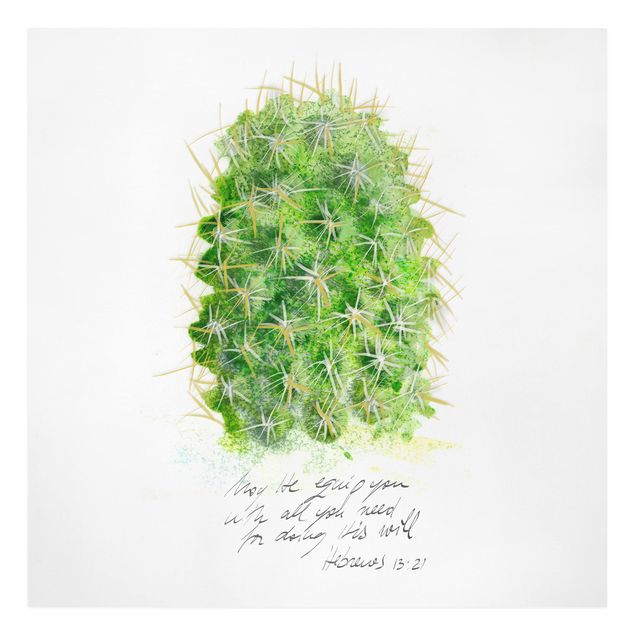 Leinwandbild - Kaktus mit Bibellvers I - Quadrat 1:1