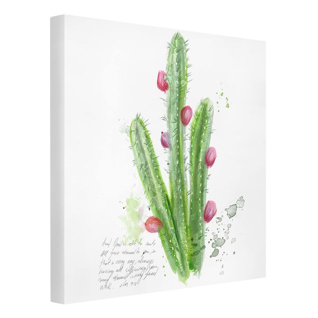 Leinwandbild - Kaktus mit Bibellvers II - Quadrat 1:1