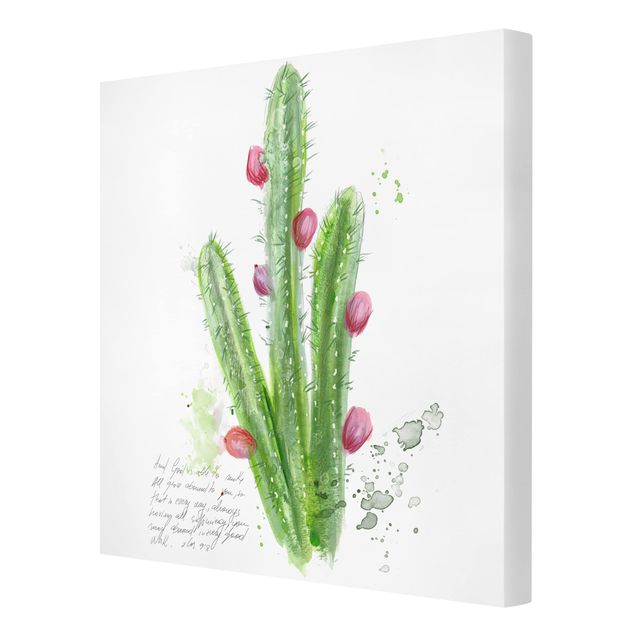 Leinwandbild - Kaktus mit Bibellvers II - Quadrat 1:1