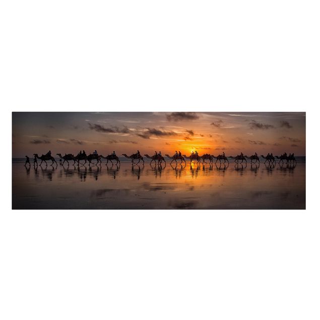 Leinwandbild - Kamel Safari - Panorama Quer