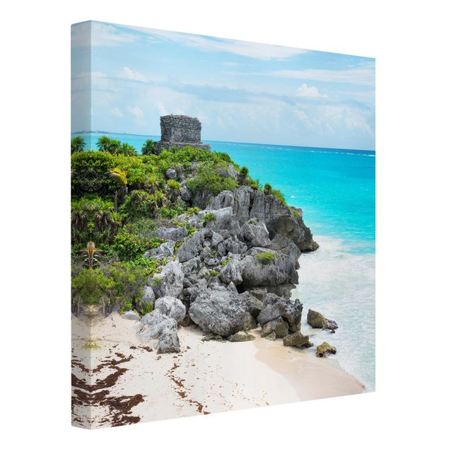 Leinwandbild - Karibikküste Tulum Ruinen - Quadrat 1:1