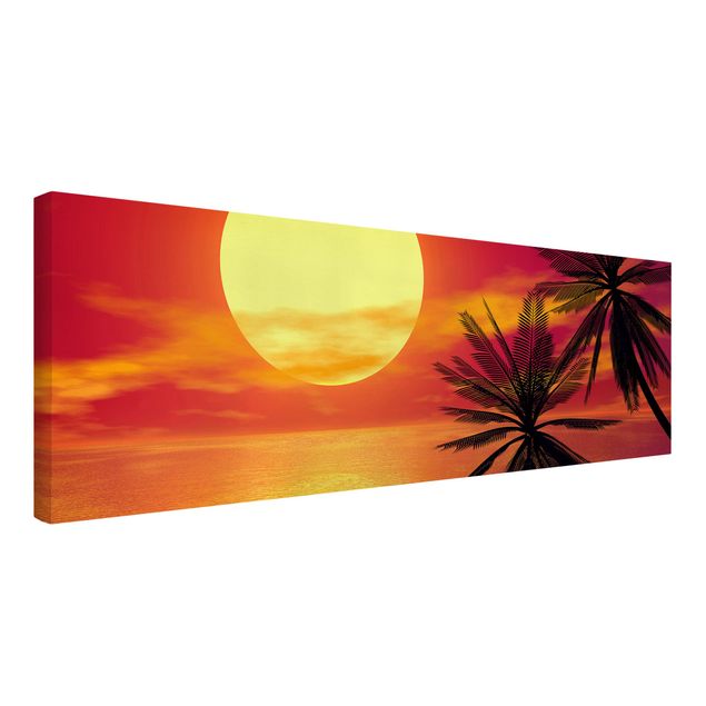 Leinwandbild - Karibischer Sonnenuntergang - Panorama Quer