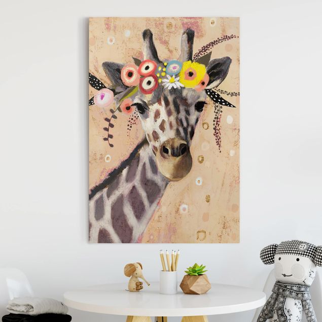 Leinwandbild - Klimt Giraffe - Hochformat 3:2