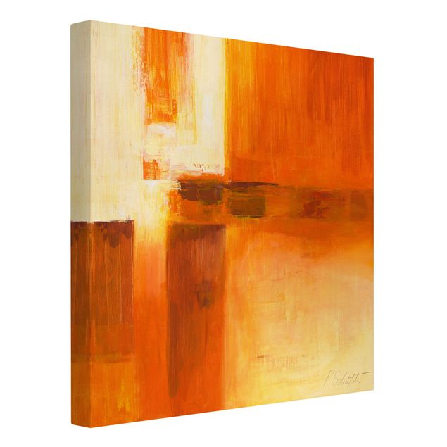 Leinwandbild - Komposition in Orange und Braun 01 - Quadrat 1:1