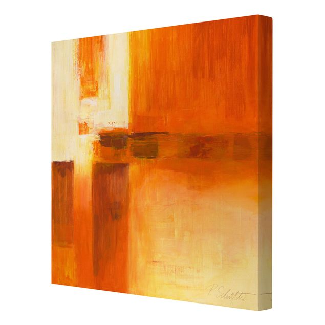 Leinwandbild - Komposition in Orange und Braun 01 - Quadrat 1:1
