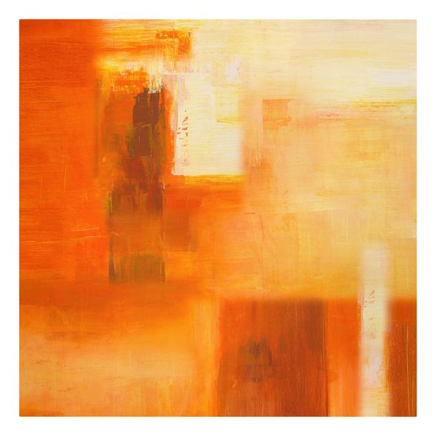 Leinwandbild - Komposition in Orange und Braun 02 - Quadrat 1:1