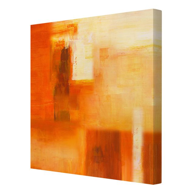 Leinwandbild - Komposition in Orange und Braun 02 - Quadrat 1:1