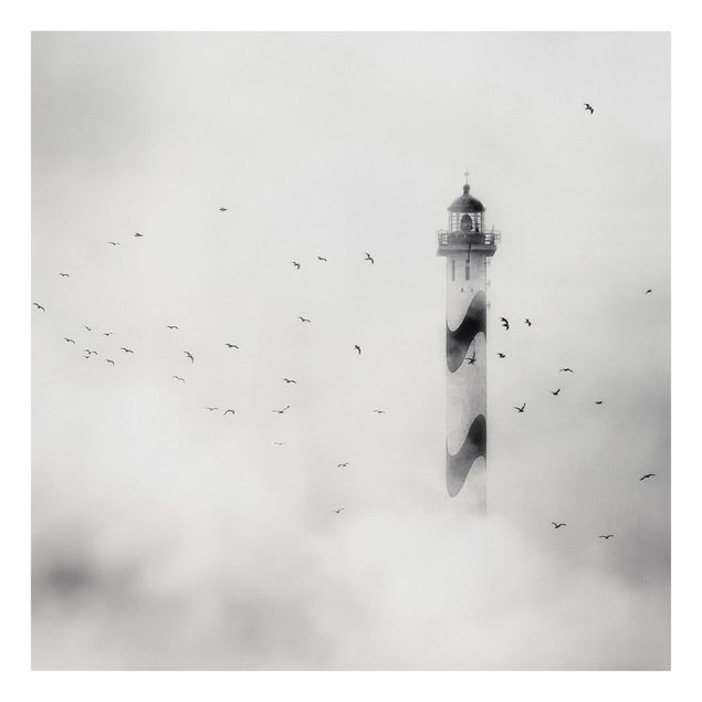 Leinwandbild - Leuchtturm im Nebel - Quadrat 1:1