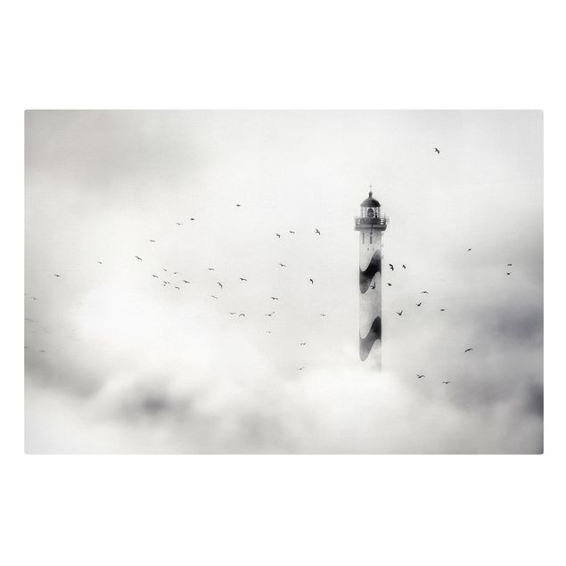 Leinwandbild - Leuchtturm im Nebel - Quer 3:2