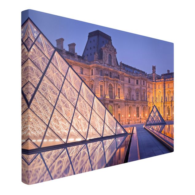 Leinwandbild - Louvre Paris bei Nacht - Quer 3:2