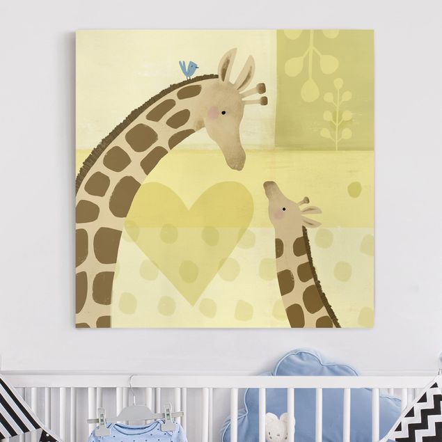 Leinwandbild - Mama und ich - Giraffen - Quadrat 1:1