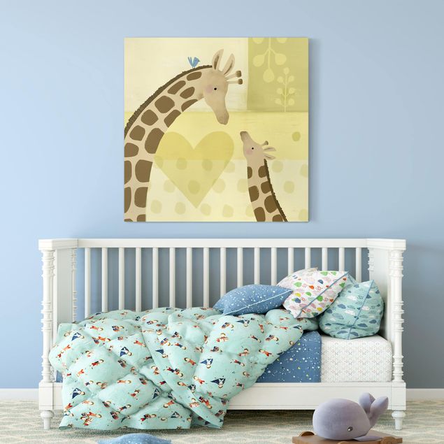 Leinwandbild - Mama und ich - Giraffen - Quadrat 1:1