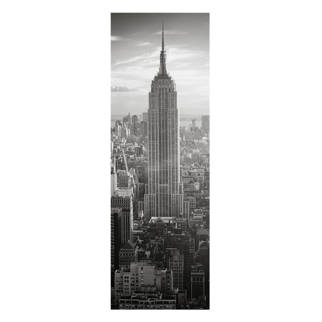 Leinwandbild Schwarz-Weiß - Manhattan Skyline - Panoramabild Hoch
