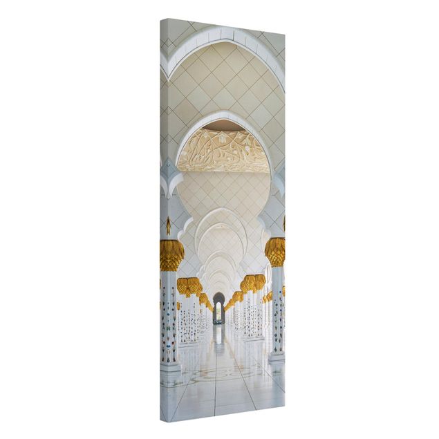 Leinwandbild - Moschee in Abu Dhabi - Panorama Hoch