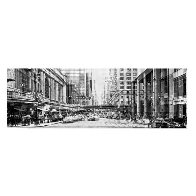 Leinwandbild - NYC Urban schwarz-weiß - Panoramabild Quer