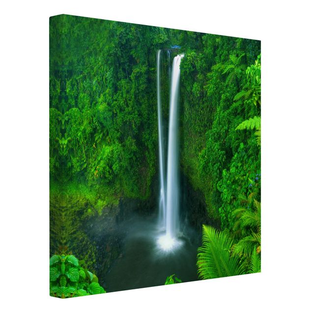 Leinwandbild - Paradiesischer Wasserfall - Quadrat 1:1