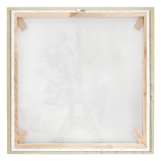 Leinwandbild - Paris Collage Eiffelturm - Quadrat 1:1